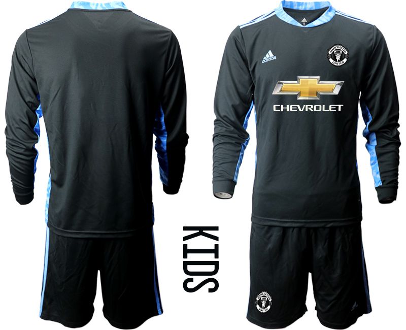 Youth 2020-2021 club Manchester United black long sleeve goalkeeper Soccer Jerseys